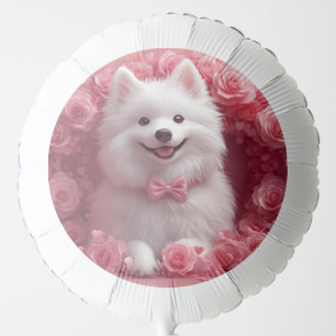 American Eskimo with Roses - Valentine's Day Balloon