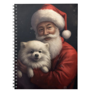 American Eskimo with Santa Claus Festive Christmas Notebook