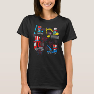 American Excavator I Dig 4th Of July USA Flag Kids T-Shirt