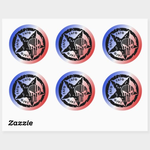 American FAFO Punisher Skull  Star Classic Round Sticker