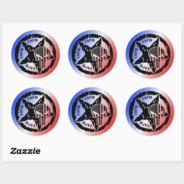 American FAFO Punisher Skull & Star Classic Round Sticker (Sheet)