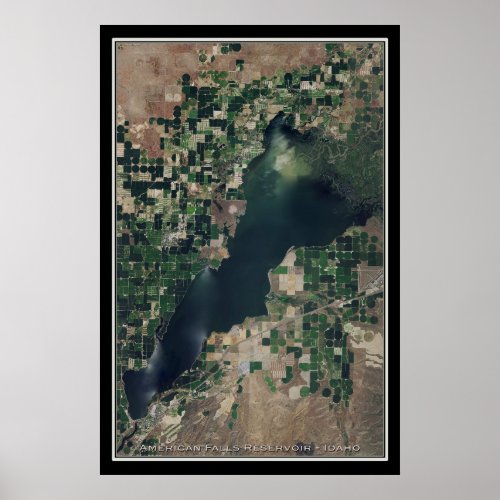 American Falls Lake Idaho Satellite Poster Map