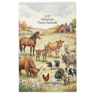 American Farm Animals - Single Page 2027 Calendar