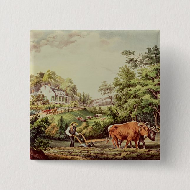 American Farm Scenes Pinback Button (Front)