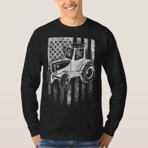 American Farmer USA Flag Farm Tractor Distressed T-Shirt