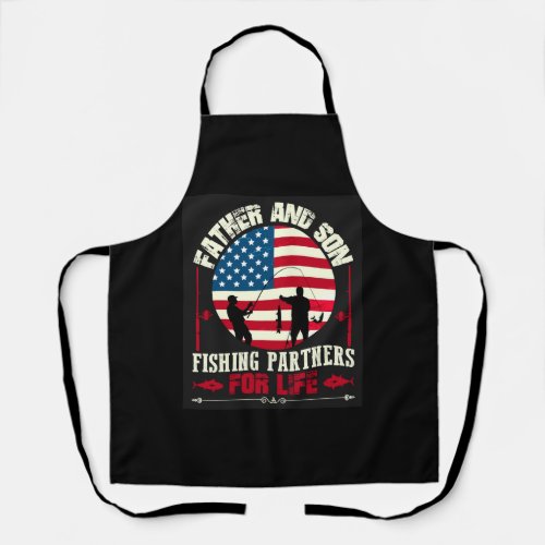 American Father and son fishing partners for life Apron