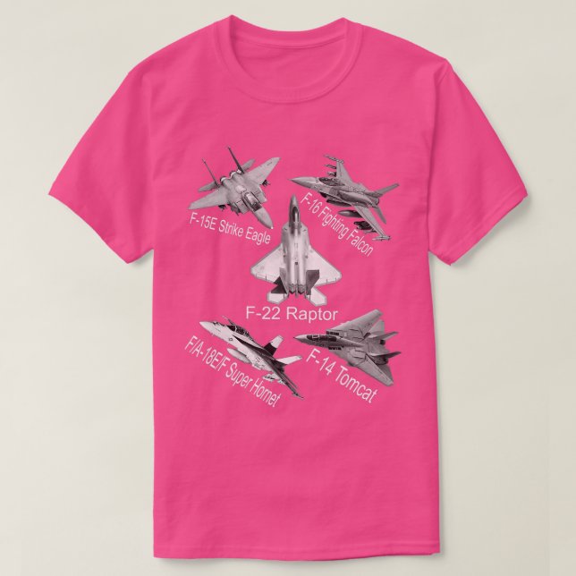 American Fighters Jets F22 Raptor F14 omcat Plane  T-Shirt (Design Front)