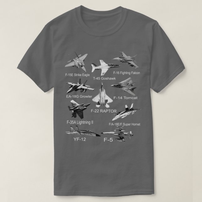 American Fighters Jets F22 Raptor F14 omcat Plane  T-Shirt (Design Front)