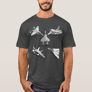 American Fighters Jets F22 Raptor F14 Tomcat Plane T-Shirt