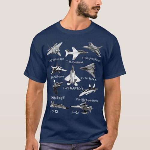 American Fighters Jets F22 Raptor F14 Tomcat Plane T_Shirt