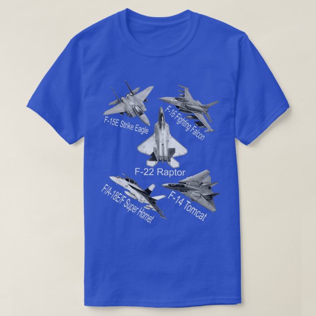 American Fighters Jets F22 Raptor F14 Tomcat Plane T-Shirt (Design Front)