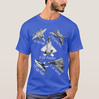 American Fighters Jets F22 Raptor F14 Tomcat Plane T-Shirt