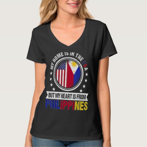 American Filipino Flag Heart Phillipines American  T_Shirt