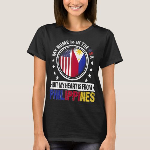 American Filipino Flag Heart Phillipines American  T_Shirt
