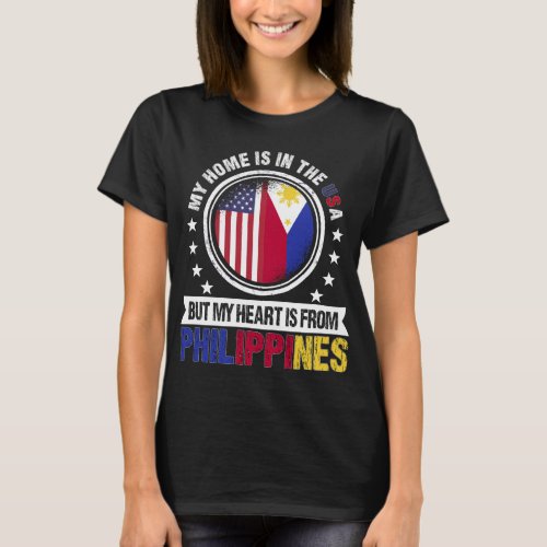 American Filipino Flag Heart Phillipines Patriot T_Shirt