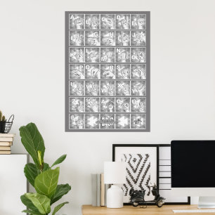 American Finger Alphabet 4 - gray / Poster