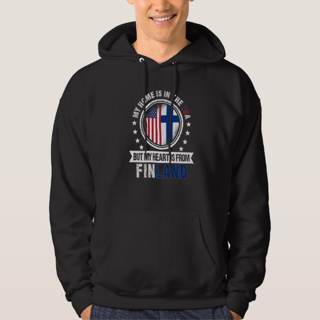 American Finnish Flag Heart from Finland American  Hoodie (Front)