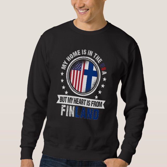 American Finnish Flag Heart from Finland American  Sweatshirt (Front)