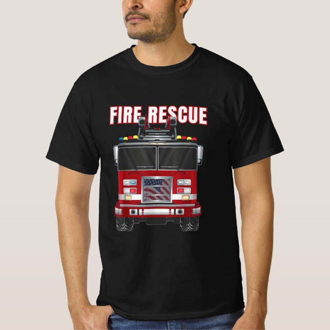 American Fire Rescue Firefighter Department Truck T-Shirt (Front)