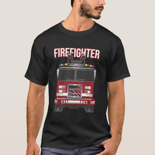 American Firefighter Boys Fire Department Truck Fi T_Shirt