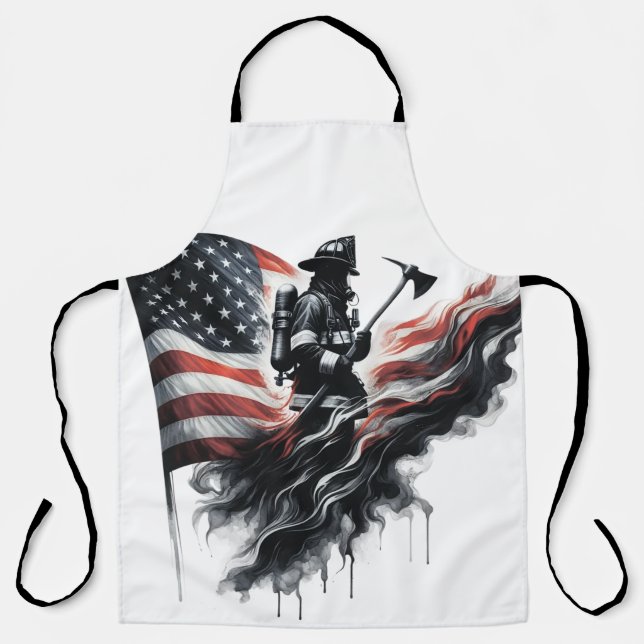  American firefighter.Flag of the United States. Apron (Front)