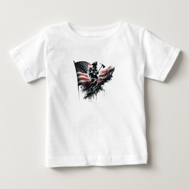  American firefighter.Flag of the United States. Baby T-Shirt (Front)