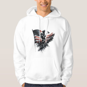 American firefighter.Flag of the United States. Hoodie