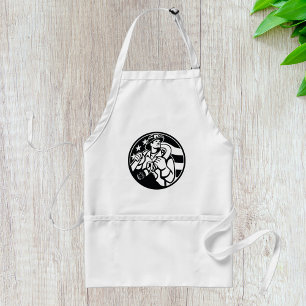 American Firefighter Hero Bold Black And White Adult Apron