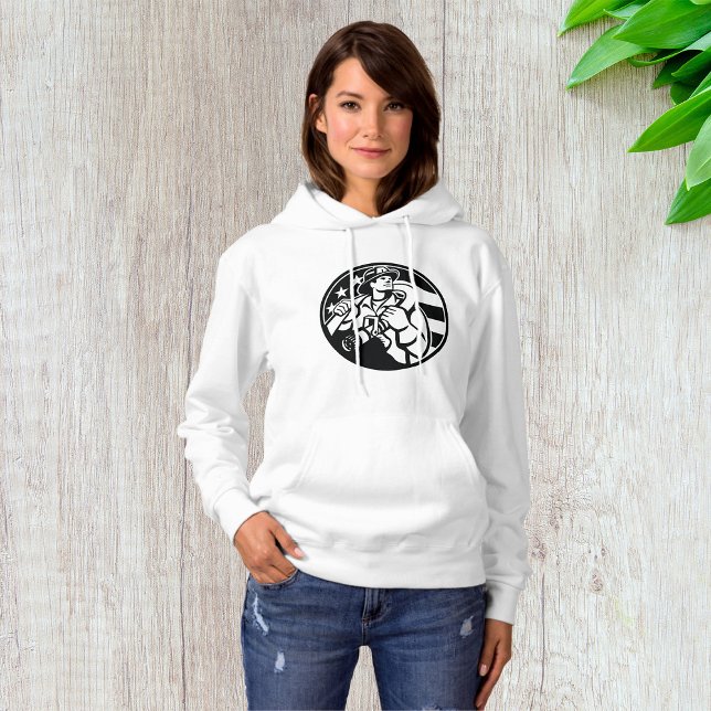 American Firefighter Hero Bold Black And White  Hoodie (Creator Uploaded)