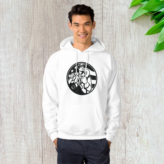 American Firefighter Hero Bold Black And White  Hoodie (Creator Uploaded)
