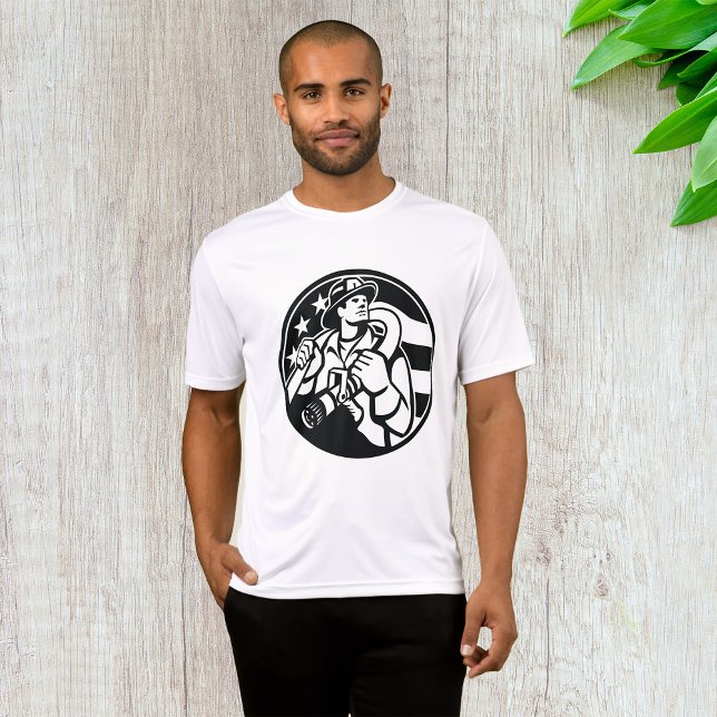 American Firefighter Hero Bold Black And White  T-Shirt (Creator Uploaded)