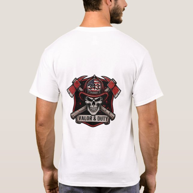 American Firefighter Skull Axes T-Shirt (Back)