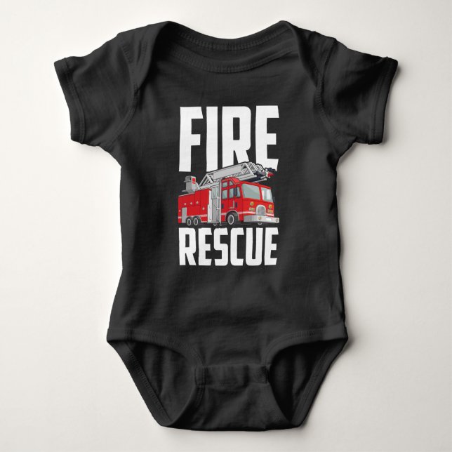 American Firefighter Son Nephew Fire Truck Baby Bodysuit (Front)