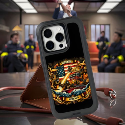 American Firefighters Battling Blaze iPhone 15 Pro Case