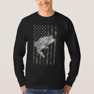 American Fish Fishing Patriotic USA Flag For Men W T-Shirt