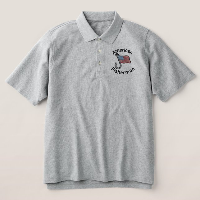 American Fisherman Embroidered Polo Shirt (Design Front)