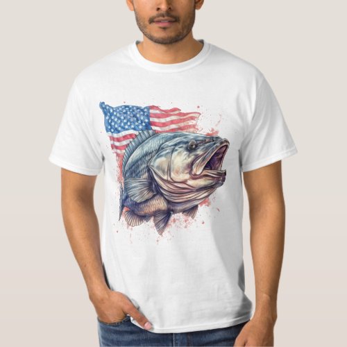 American Fisherman Patriotic T_Shirt