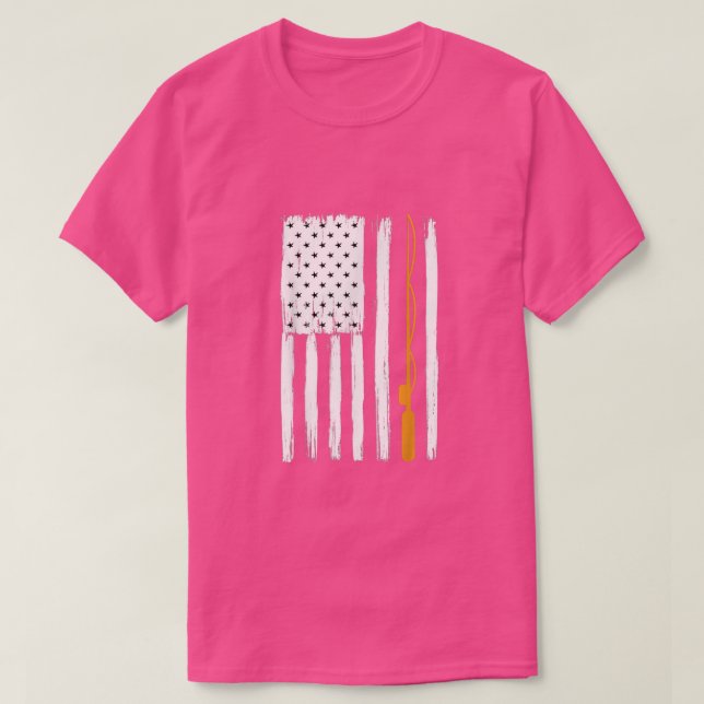 American Fishing Rod Flag Fisherman Us 19  T-Shirt (Design Front)