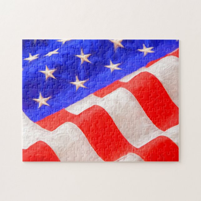 American Flag 11x14 Photo Puzzle with Gift Box (Horizontal)