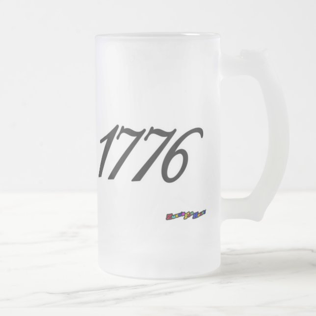American Flag - 1776 Frosted Glass Beer Mug (Right)