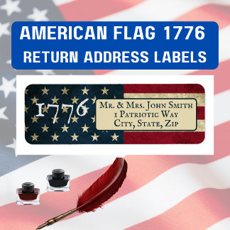 American Flag 1776 return address Label