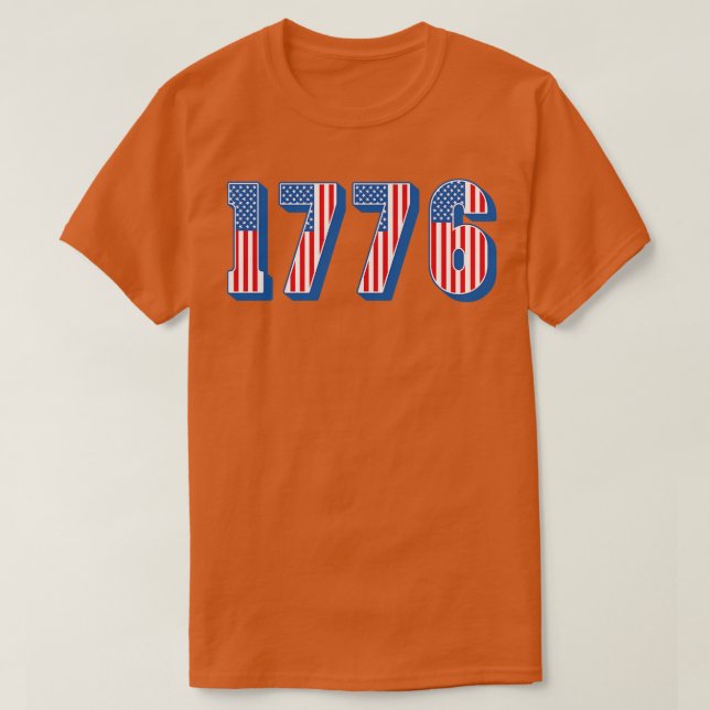 American Flag 1776 Text T-Shirt (Design Front)