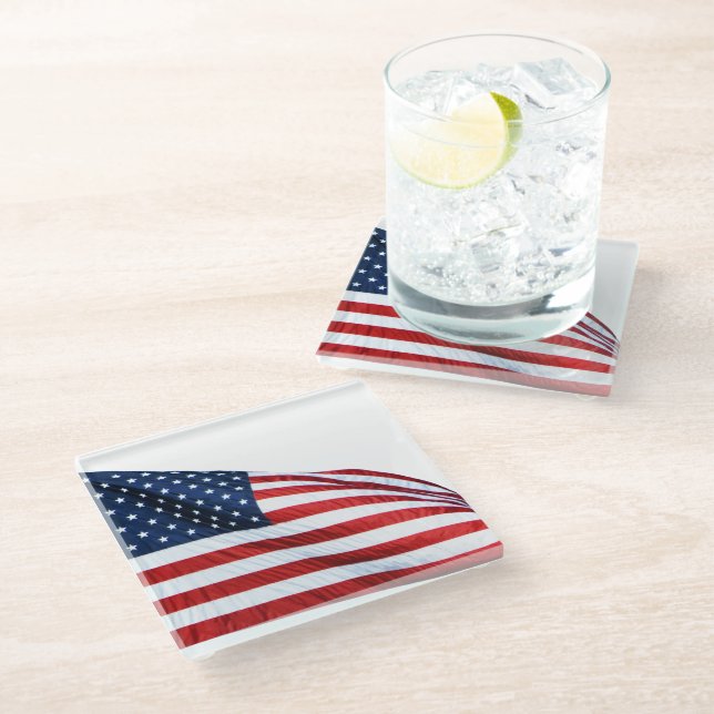 American Flag 2412 Glass Coaster (Angled)
