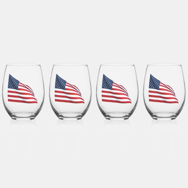 American Flag 2412 Stemless Wine Glass (Left)