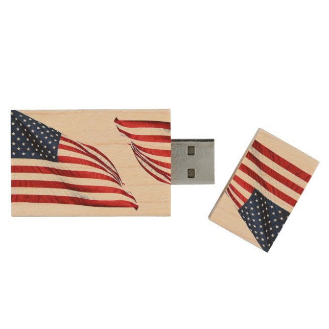 American Flag 2412 Wood Flash Drive (Opened)