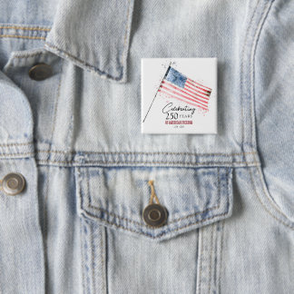 American Flag 250 Years Freedom 4th of July Party Button