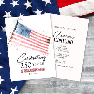 American Flag 250 Years Freedom 4th of July Party Invitation