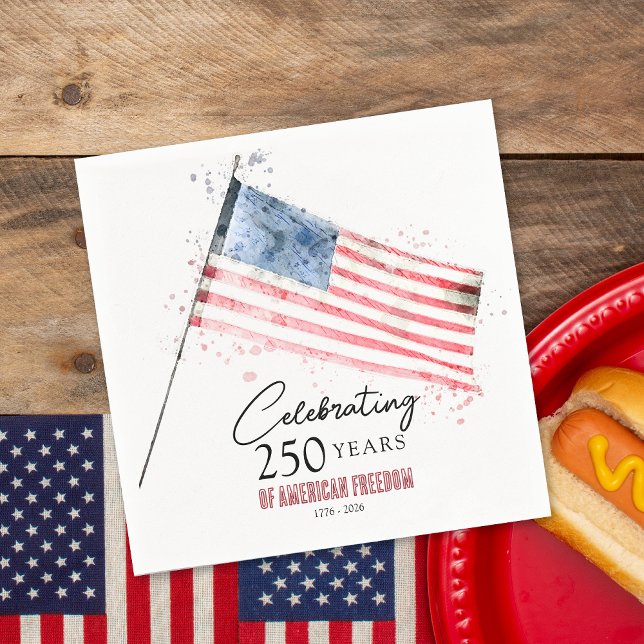 American Flag 250 Years Freedom 4th of July Party Napkins (Creator Uploaded)