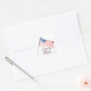 American Flag 250 Years Freedom 4th of July Square Sticker