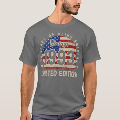 American Flag 30 Years of Being Awesome 1993 30th  T_Shirt
